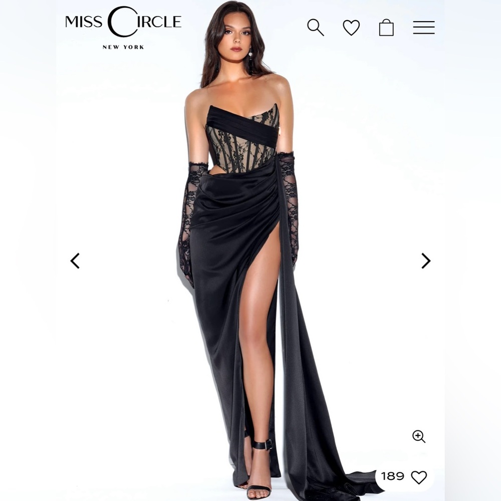 Miss Circle, Black Strapless Maxi Trumpet Dress with Slit, worn once.